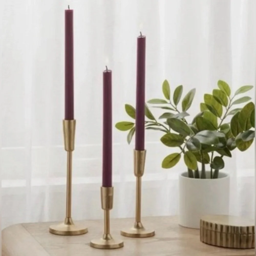 Threshold Deep Purple ribbed Taper Candles - Picture 2 of 3